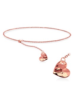 Rose Gold Plated Heart Silver Bracelet BRS-450-RO-GP